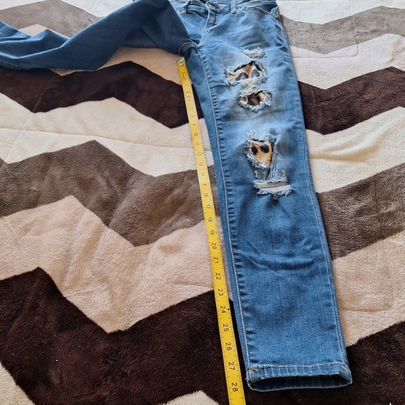 Judy Blue Skinny Fit Distressed Leopard Print Patches Jeans Size 5/27 - Picture 9 of 10